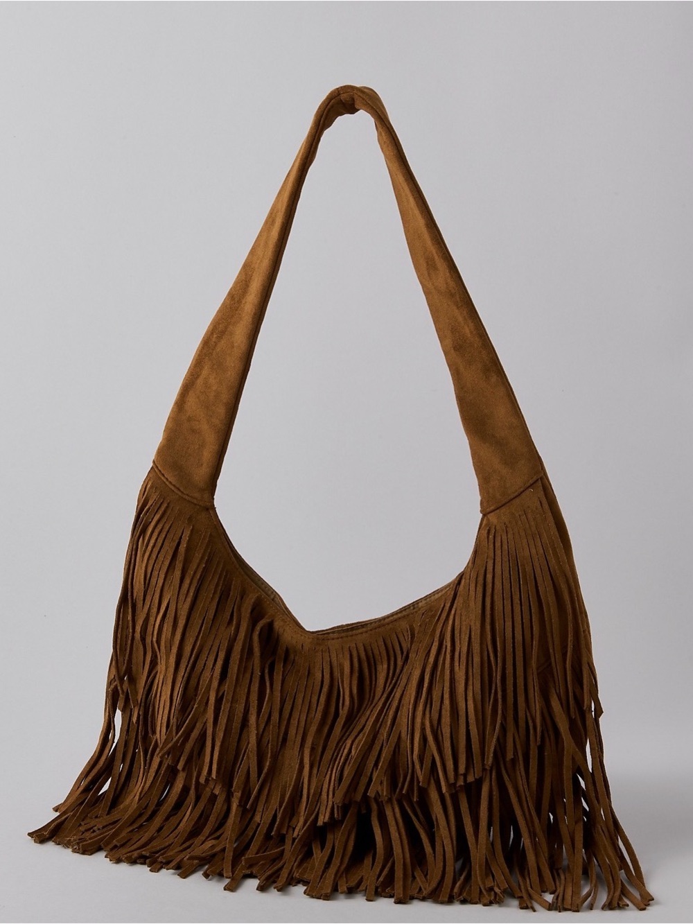American Eagle Outfitters Brown Suede Fringe Shoulder Bag
